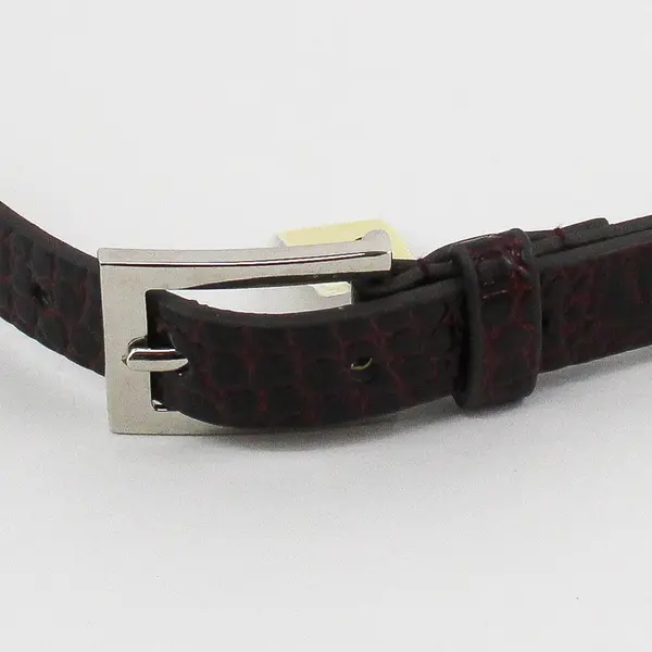 Women's Brown Reptilian-Finish Belt 38in Silver-Tone Buckle NWT