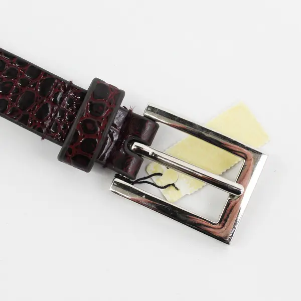 Women's Brown Reptilian-Finish Belt 38in Silver-Tone Buckle NWT