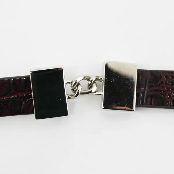 Women's Brown Reptilian-Finish Belt 38in Silver-Tone Buckle NWT