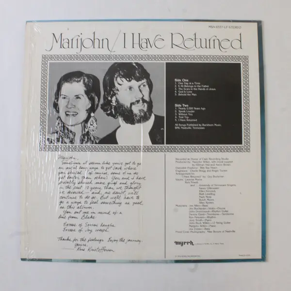 Marijohn I Have Returned 12" Vinyl Record