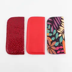 Lot of 3 Eyeglass Cases Floral Red Cheetah Plain Red Protective 