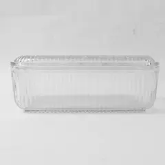 Vtg Unbranded Clear Glass Rectangular Refrigerator Dish W/ Matching 9" x 5.5"