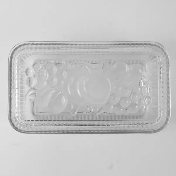 Vtg Unbranded Clear Glass Rectangular Refrigerator Dish W/ Matching 9" x 5.5"
