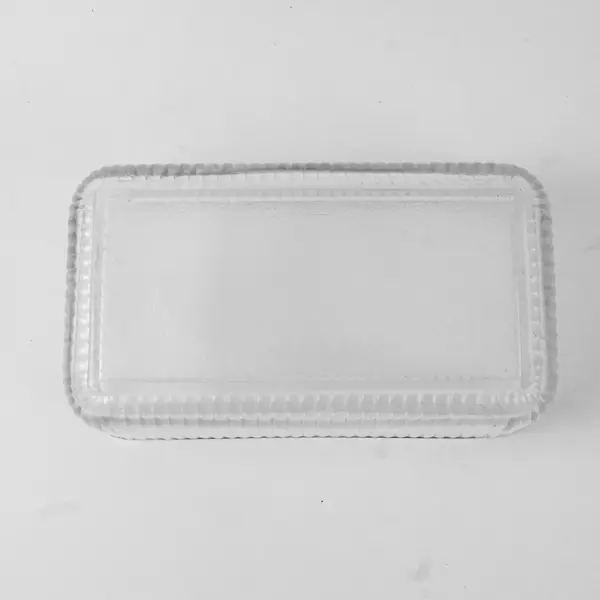 Vtg Unbranded Clear Glass Rectangular Refrigerator Dish W/ Matching 9" x 5.5"