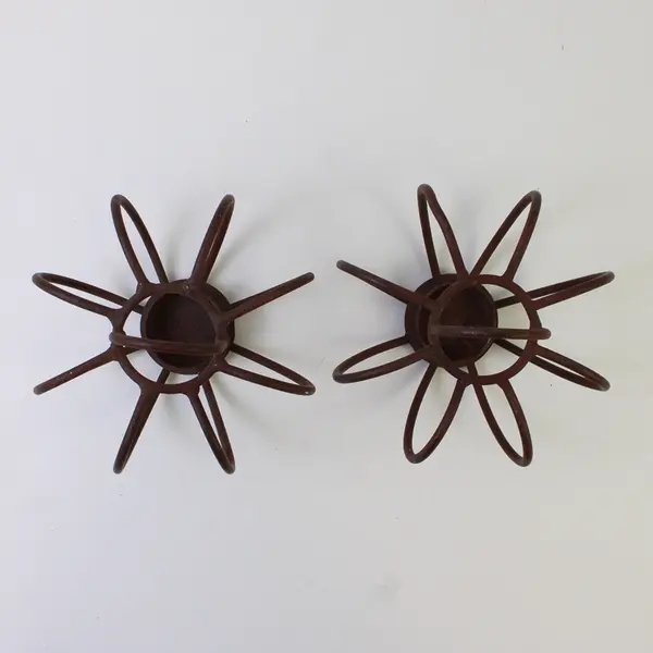 Lot Of 2 Unbranded Matching Metal Pumpkin Shaped Tea Light Candle Holders 5.75"