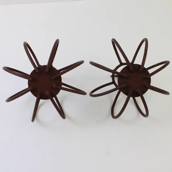 Lot Of 2 Unbranded Matching Metal Pumpkin Shaped Tea Light Candle Holders 5.75"