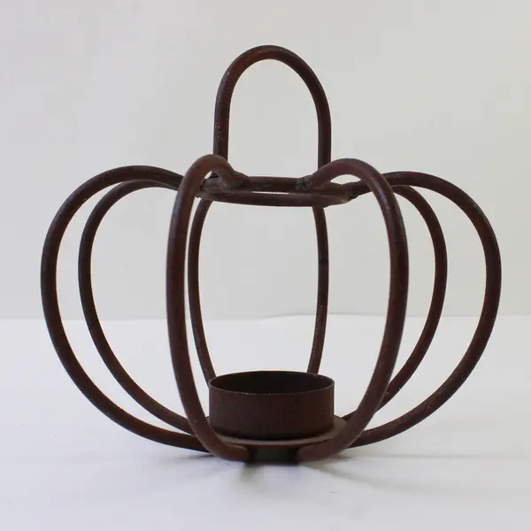 Lot Of 2 Unbranded Matching Metal Pumpkin Shaped Tea Light Candle Holders 5.75"