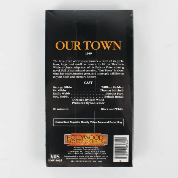 Our Town VHS B&W Tape 1985, #HMV-8035, New/Sealed