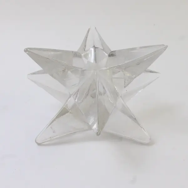 Lot Of 2 Unbranded Matching Clear Glass Starburst/Star Taper Candle Holders