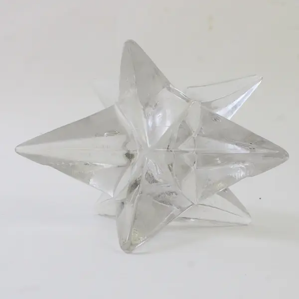 Lot Of 2 Unbranded Matching Clear Glass Starburst/Star Taper Candle Holders