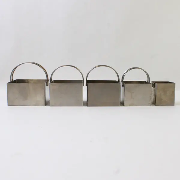 Lot Of 5 Unbranded Square Stainless Steel Cookie Cutters Assorted Sizes