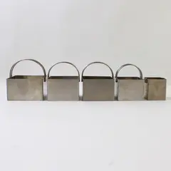 Lot Of 5 Unbranded Square Stainless Steel Cookie Cutters Assorted Sizes