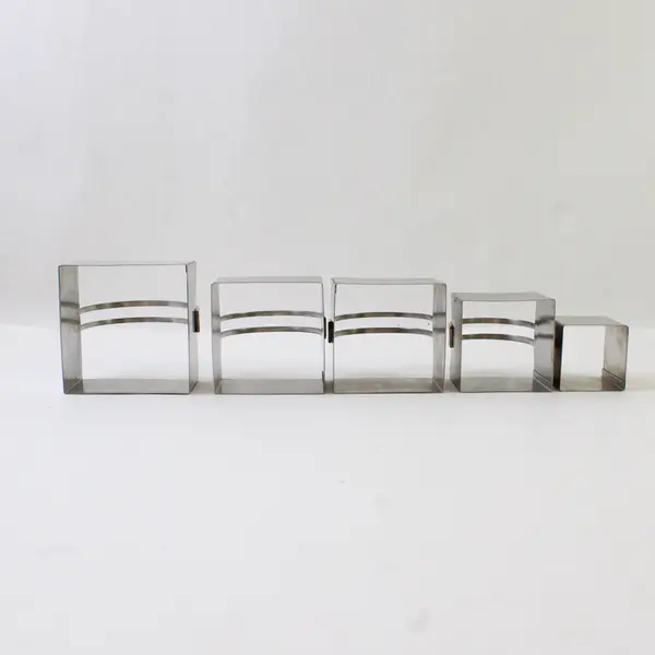Lot Of 5 Unbranded Square Stainless Steel Cookie Cutters Assorted Sizes