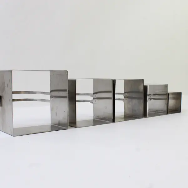 Lot Of 5 Unbranded Square Stainless Steel Cookie Cutters Assorted Sizes