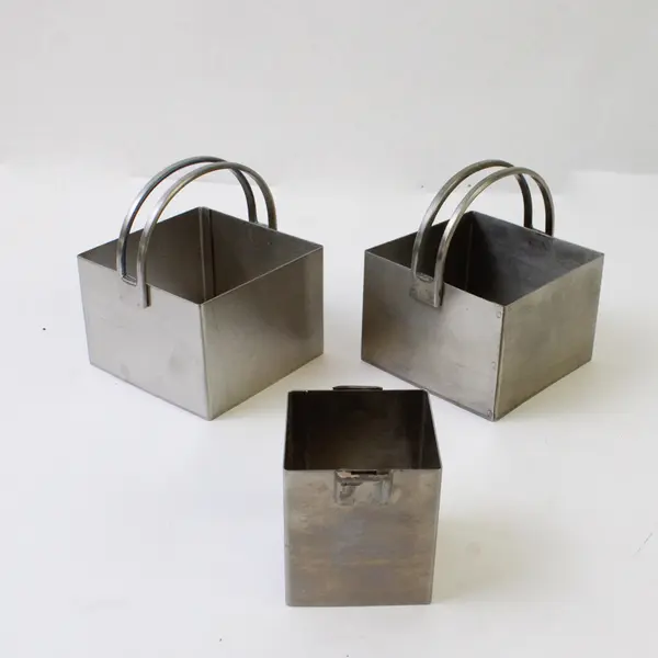 Lot Of 5 Unbranded Square Stainless Steel Cookie Cutters Assorted Sizes