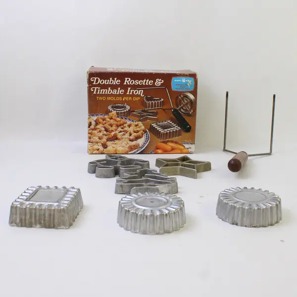 Nordic Ware Double Rosette & Timbale Iron w/ 4 Molds Heart Square Floral