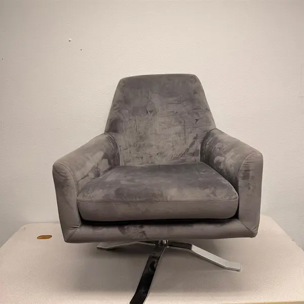 Noble House Home Furnishings Gray Velvet Swivel Club Chair - Local Pickup Only