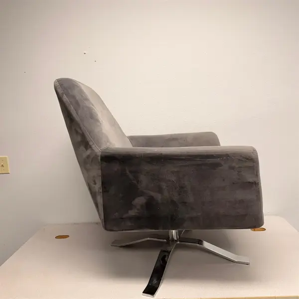 Noble House Home Furnishings Gray Velvet Swivel Club Chair - Local Pickup Only