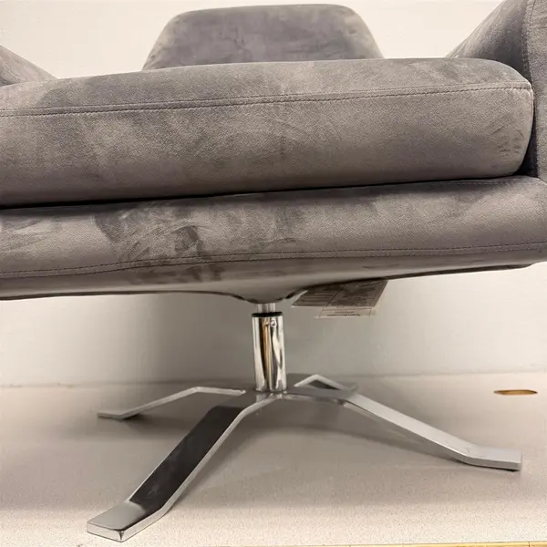 Noble House Home Furnishings Gray Velvet Swivel Club Chair - Local Pickup Only