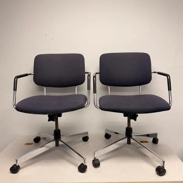 Set of 2 Vintage HON Blue Swivel Upholstered MCM Chairs- Local Pickup Only