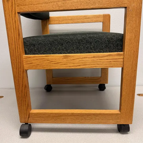 Set of 2 Green Patterned Upholstered Guest Chair W/ Casters- Local Pickup Only