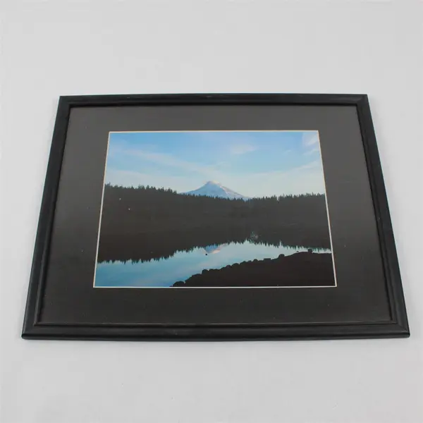 Framed Mt. Hood & Trillium Lake Photo in Black Frame 12x14.75