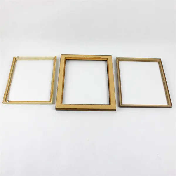 Lot of 3 Picture Frames - Frames Only, No Glass - Off-White/Brown/Bronze