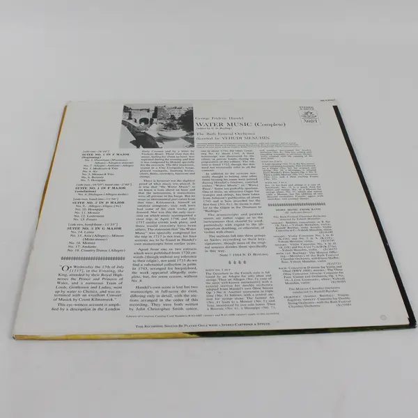 Yehudi Menuhin Handel Water Music Complete  12" Vinyl Record