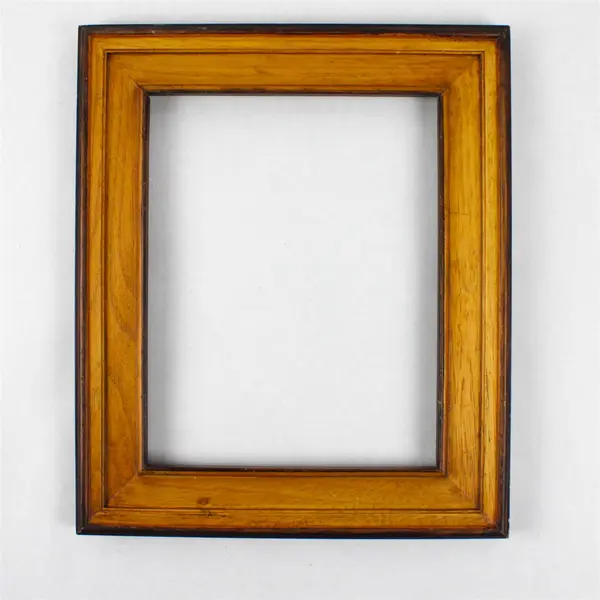 Lot of 2 Picture Frames 8x10 & 4.5x6.5 Wood + Black Metal Gold Rim