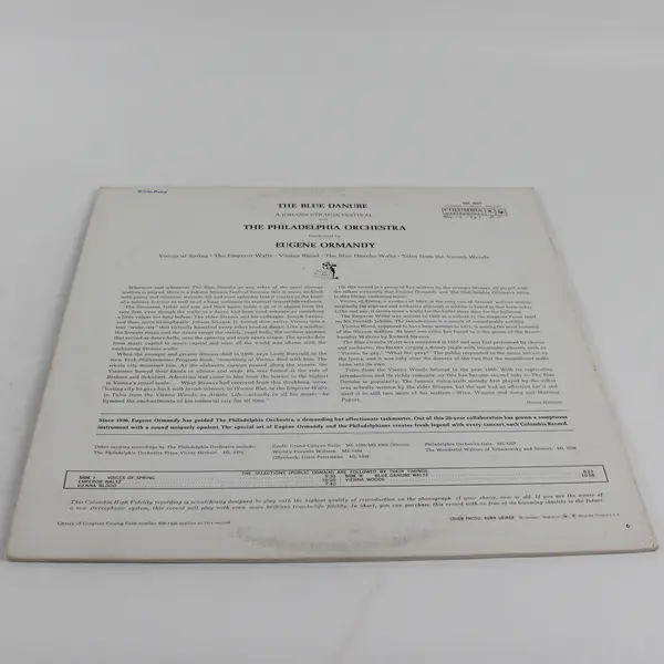 The Blue Danube Johann Strauss The Philadelphia Orchestra Vinyl  Record