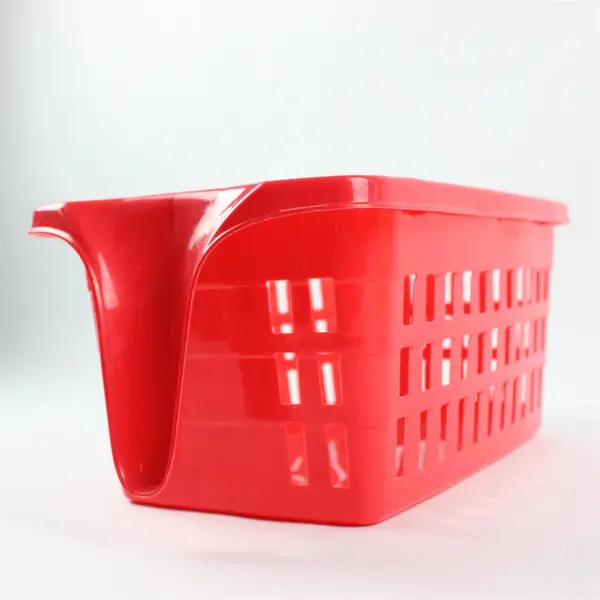 Lot of 4 Slotted Plastic Rectangular Storage Baskets w/ Side Handle 11x6.5x7