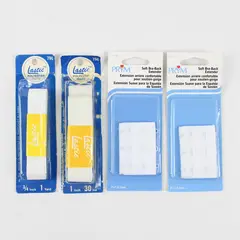 Mixed Lot of 4 Sewing Accessories - 2 Bra Back Extenders & 2 Elastic - New