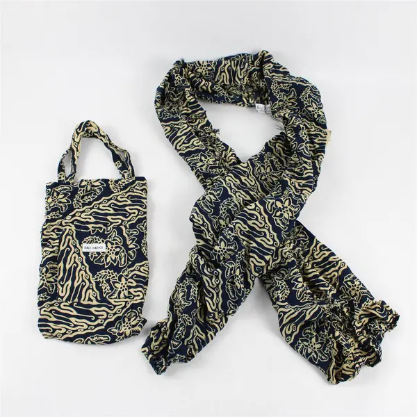 Bali Batiks Hand Painted Resort Wear Blue/Yellow Scarf & Matching Bag