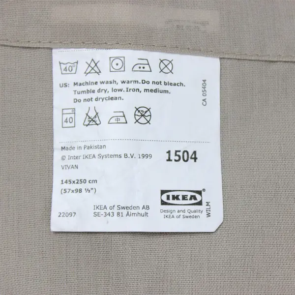 Lot Of 2 IKEA Matching 1504 Solid Beige Color Window Curtain 57" x 98.5"