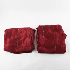 Lot Of 2 Pier 1 Imports Matching Solid Red Color Beaded Window Curtain 42" x 84"