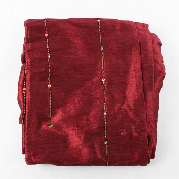 Lot Of 2 Pier 1 Imports Matching Solid Red Color Beaded Window Curtain 42" x 84"