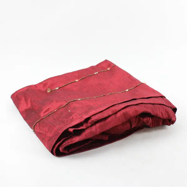 Lot Of 2 Pier 1 Imports Matching Solid Red Color Beaded Window Curtain 42" x 84"