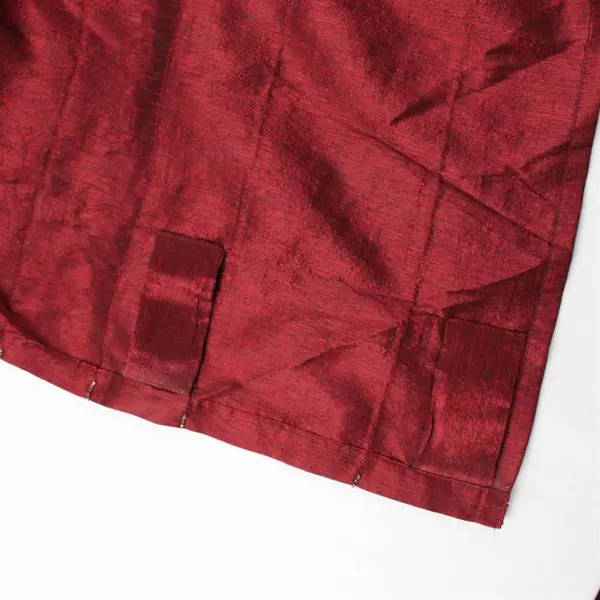 Lot Of 2 Pier 1 Imports Matching Solid Red Color Beaded Window Curtain 42" x 84"