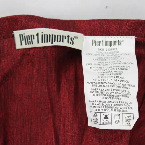 Lot Of 2 Pier 1 Imports Matching Solid Red Color Beaded Window Curtain 42" x 84"