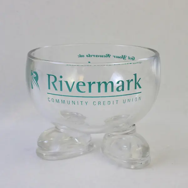 Rivermark Credit Union Novelty Glass Bowl With Feet