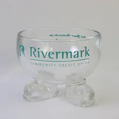 Rivermark Credit Union Novelty Glass Bowl With Feet