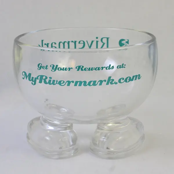 Rivermark Credit Union Novelty Glass Bowl With Feet
