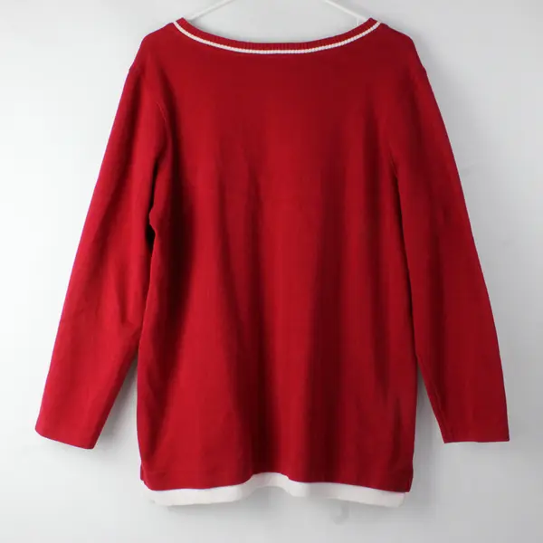 Essentials By Maggie Red/White Long Sleeve Knit Sweater Women's Size 14/16W