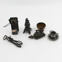  Lot of 8 Durham Industries Metal Doll House Miniature Accessories Dated 1976