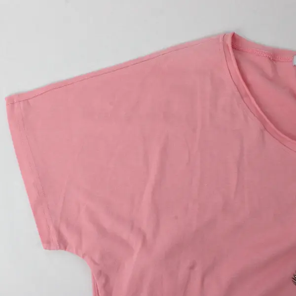 Misslook Solid Pink Color Giraffe Print Short Sleeve T-Shirt Women's Size XL