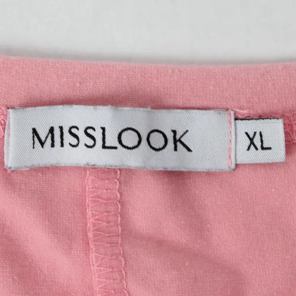 Misslook Solid Pink Color Giraffe Print Short Sleeve T-Shirt Women's Size XL