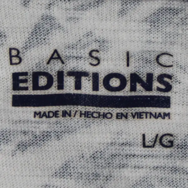 Basic Edition Blue/White Geometric Print Short Sleeve T-Shirt Women's Size L