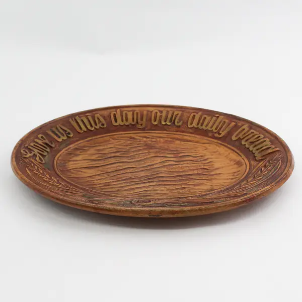 Give Us This Day Our Daily Bread Oval Faux Wood Platter by Multiproducts 1954 