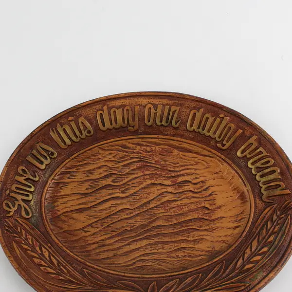 Give Us This Day Our Daily Bread Oval Faux Wood Platter by Multiproducts 1954 