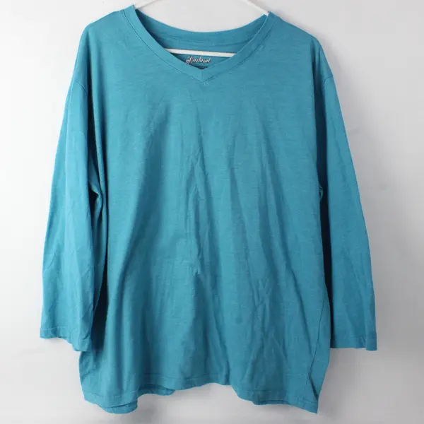 Garland Solid Blue Color Quarter Length Sleeve T-Shirt Women's Size XL